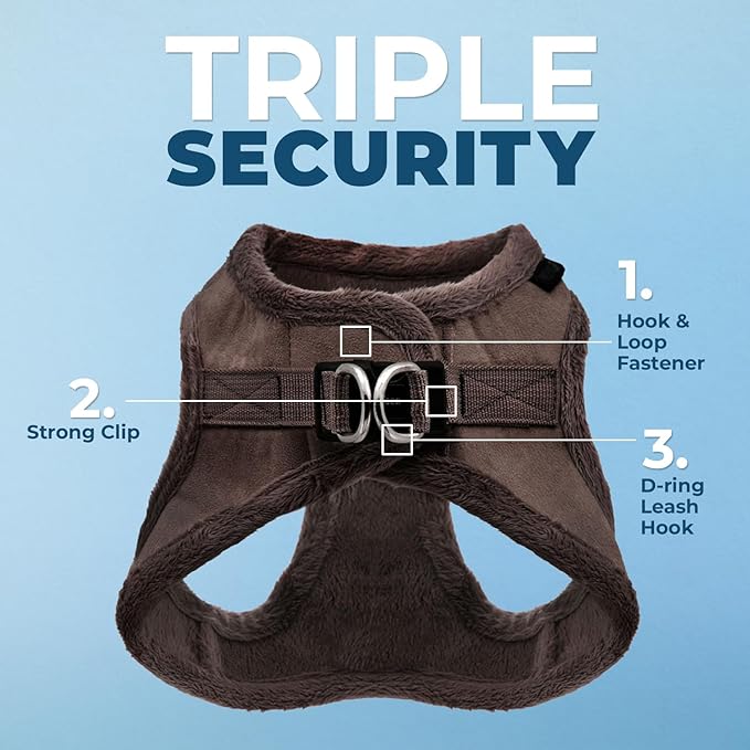 Voyager Step-in Plush Dog Harness – Soft Plush, Step in Vest Harness for Small and Medium Dogs by Best Pet Supplies - Chocolate Suede, S (Chest: 14.5-16")