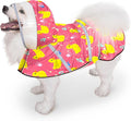 Dog Raincoat, Adjustable Rain Jacket with Hooded Double Layer for Large Medium Small Dogs Puppies, Lightweight Waterproof Rain Coat Poncho with Reflective Stripe Duck Pink,XXL