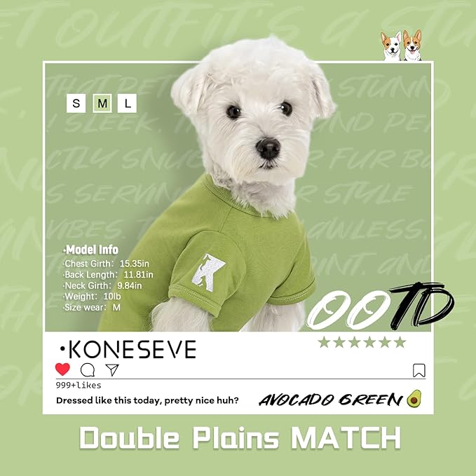 Koneseve Dog Shirts 2 Pack Soft Comfortable Clothes for Small Medium Dogs Brown & Avocado Green 2XL