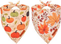 ADOGGYGO Fall Dog Bandana, Pumpkin Maple Leaf Autumn Thanksgiving Pet Scarf, Adjustable Fit Fall Bandanas for Medium Large Dogs Pets (Large)