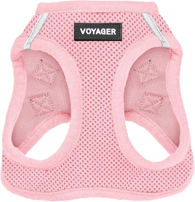 Best Pet Supplies Voyager Step-in Air Harness - All Weather Mesh, Reflective, No Pull Harness for Dogs, Cats - Secure with Hook & Loop Fastener, Buckle, Double D-Rings - Pink, XXXS