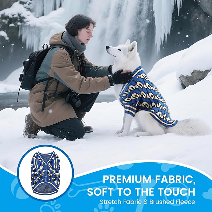 Pet Sweaters for Dogs Boys and Girls, Dynamic Letter Patterned Dog Sweater,Dog Cardigan,Pet Clothes,Pet Knitted Clothing,Fit for Different Seasons and Kinds of Dogs (Blue 2XL)