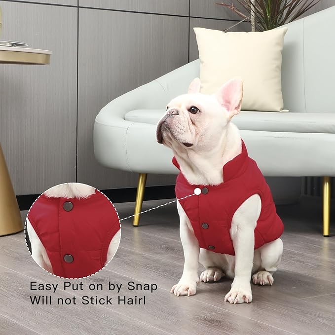 2 Layers Fleece Lined Warm Dog Jacket for Winter Cold Weather,Soft Windproof Large Dog Coat,Red XXL