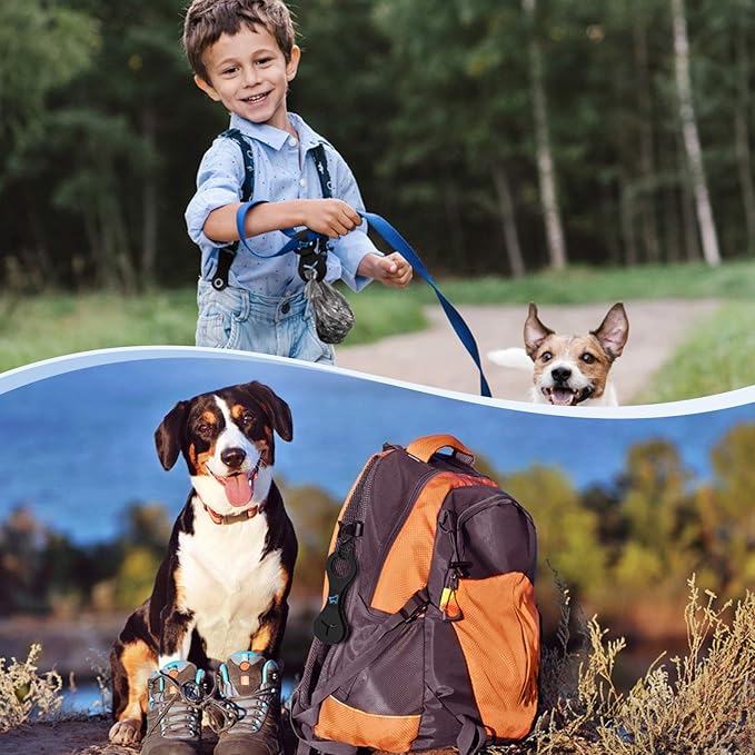 PuppyDoggy Dog Poop Bag Holder for Leash Waste Bag Carrier Dog Poop Bag Dispenser for Walking Running Bicycle Accessory 2 Pieces (Black + Blue)