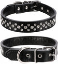 Rhinestones Dog Collar, Adjustable Sparkly Crystal Studded Genuine Leather Pet Dog Collar for Small and Medium Dogs (M, Black)