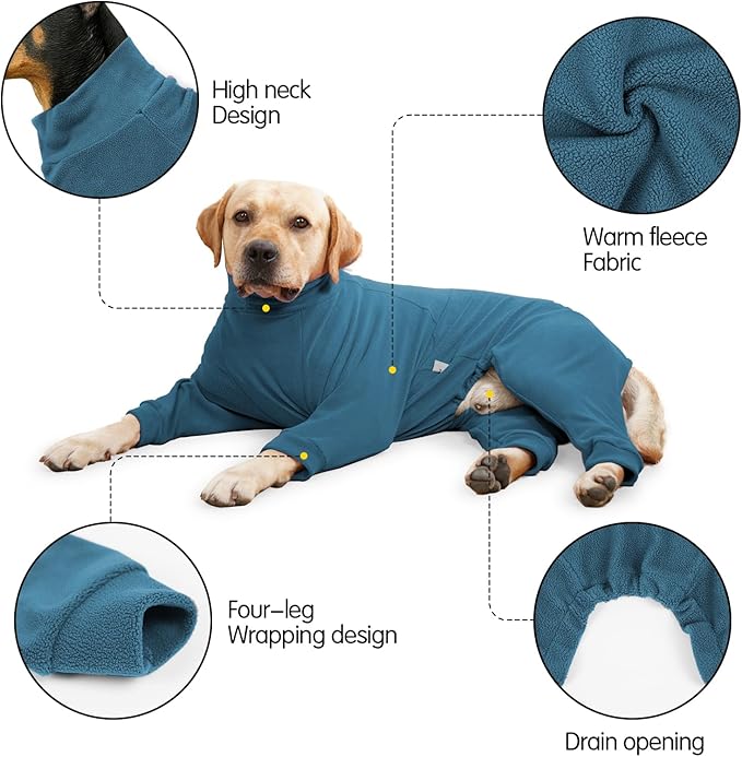 Dog Winter Coat for Small Medium Large Dog Run Walk Sleep Pet Warm Fleece Sweater & Windproof Pajamas Snow Jacket Medium Turquoise