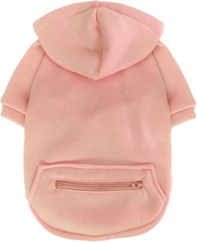 Jecikelon Pet Dog Cold Weather Coat with Pocket Winter Dog Hoodie Warm Puppy Clothes for Small Dogs Chihuahua Clothing (Pink, X-Small)