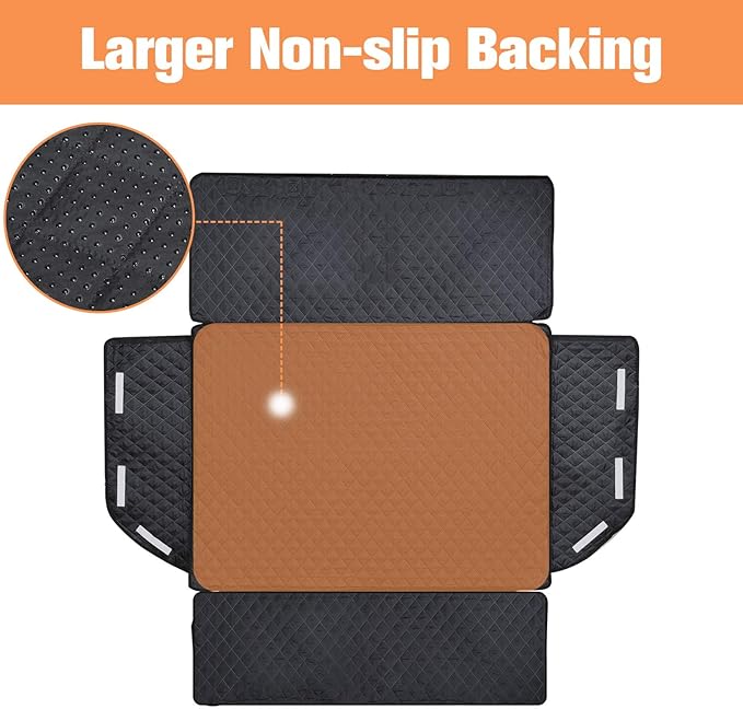 PETICON SUV Cargo Liner for Dogs, Waterproof Pet Cargo Cover Dog Seat Mat for SUVs Sedans Vans with Bumper Flap Protector, Non-Slip, Large Size Universal Fit, Black