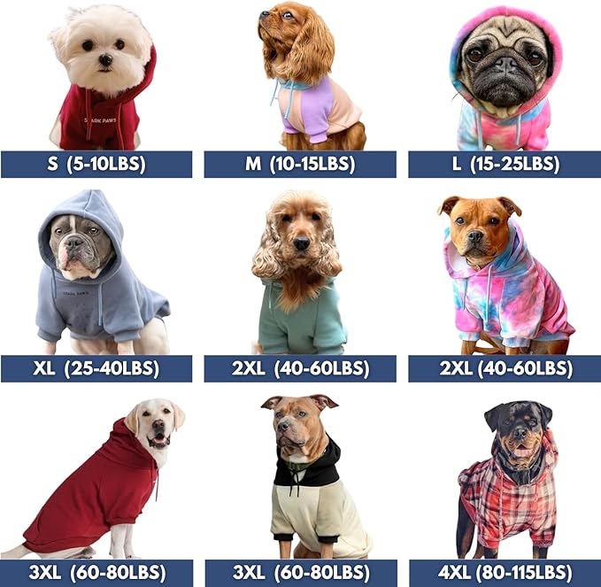 Spark Paws Dog Hoodie – Premium Dog Sweater for Small, Medium, and Large Dogs | Warm Outfits for French Bulldogs, Pitbull, Puppy, Winter Jacket Alternative - Alpine - 5XL