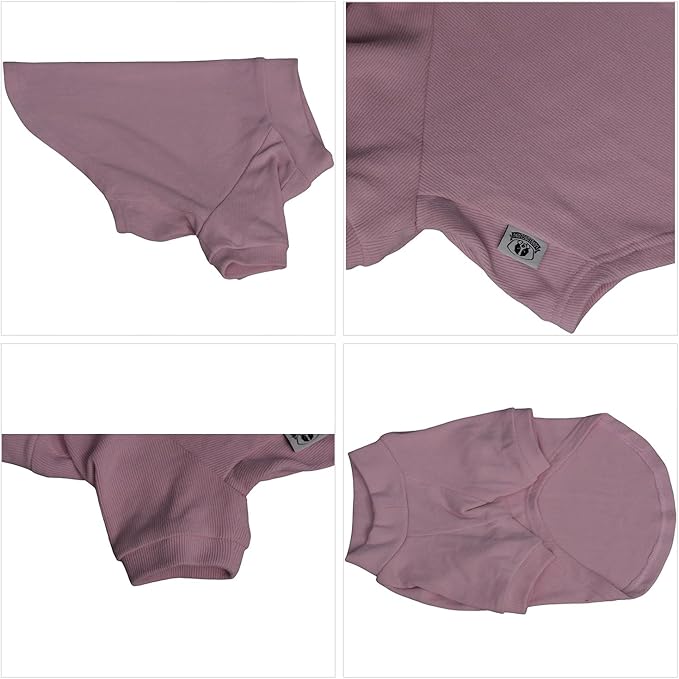 Lovelonglong Ribbed Dog T-Shirt Cotton Knitted Dog Sweaters for All Season Pet T-Shirts for Large Medium Small Dogs Light Pink 3XL