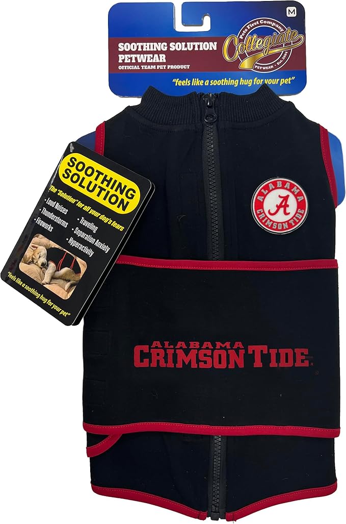 NCAA Alabama Crimson Tide Dog Anxiety Calming Shirt Soothing Vest, Dogs Cats with Anxiety, Fears, Fireworks, Loud Noises, Dark, Lonely Keeps Dogs Calm & Feeling Safe, Relaxing Jacket, X-Small