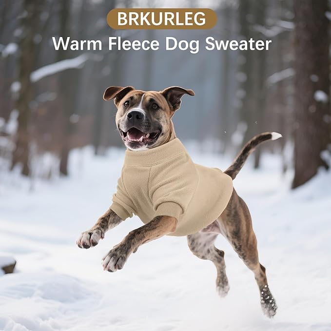 BRKURLEG Dog Sweater, Turtleneck Thick Dogs Sweatshirts Fleece Sweater, Dog Winter Coat for Small Medium Large Dogs, Pet Warm Sweaters with Zipper, Pullover Jacket with Sleeve (Light Coffee, M)