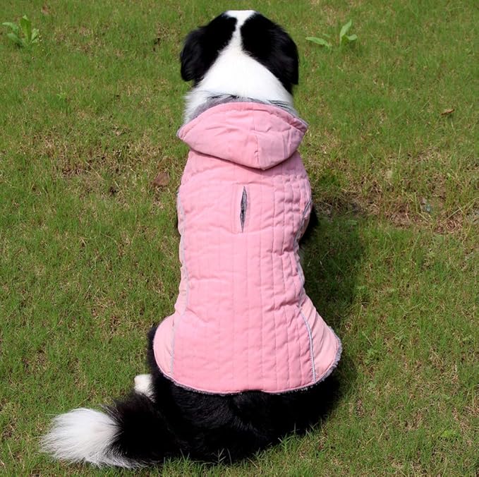 Fleece Dog Hoodie for Small Medium Dogs Super Warm Puppy Jacket for Cold Winter Dog Coats,Pink M
