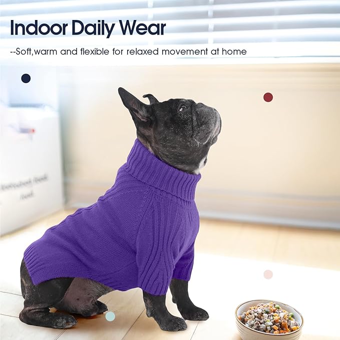IECOii Great Dane Sweater,5XL Extra Large Sweater for Giant Breed Dogs in Winter,Turtleneck Cold Weather Knit Clothes,Machine Washable,Elastic Pullover for Saint Bernard,Mastiff (Purple,XXXXXL)