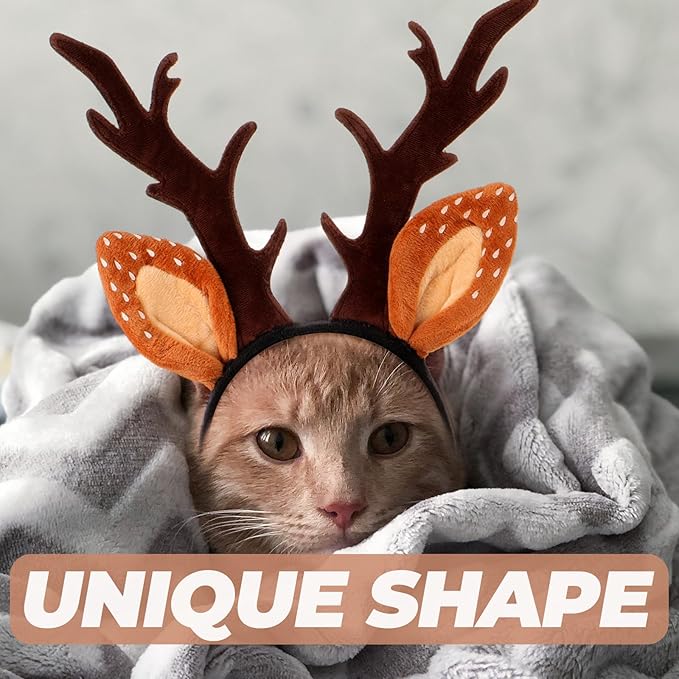 Christmas Halloween Pet Headband for Dog Cat Pet Elastic Band Adjustable,Costume Accessory for Cats and Kittens Comfortable Non-deformable for Holiday Season and Photography - Size S