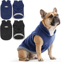 Idepet 2 Pack Dog Fleece Vest Sweater Warm Pullover Jacket with D-Ring Leash Reflective Winter Coat Hoodie for Puppy Cat French Bulldog Pug Chihuahuas Yorkies Dachshunds(Black&Blue,X-Large)