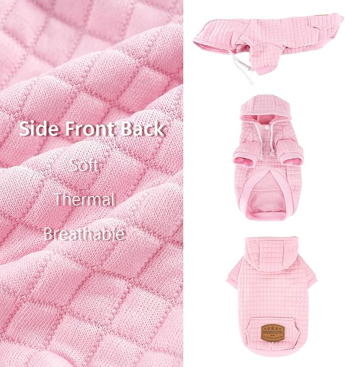 2 Pack Dog Hoodie Sweaters for Small Medium Dogs Warm Dog Clothes for Large Dogs Soft Waffle-Like Laminated Sweatshirt Bulldog (Pink, M (Back: 15.5",Chest: 21.6", Neck: 13"))