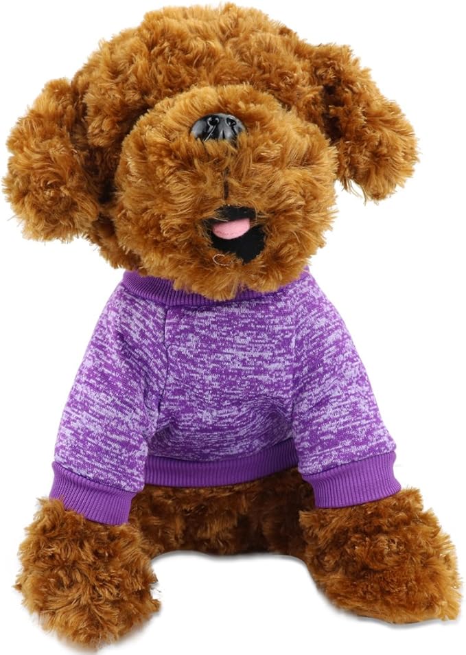 Idepet Pet Dog Classic Knitwear Sweater,Fleece Coat for Small,Medium,Large Dog,Warm Pet Dog Cat Clothes,Soft Puppy Customes 2 Color (XS, Purple)