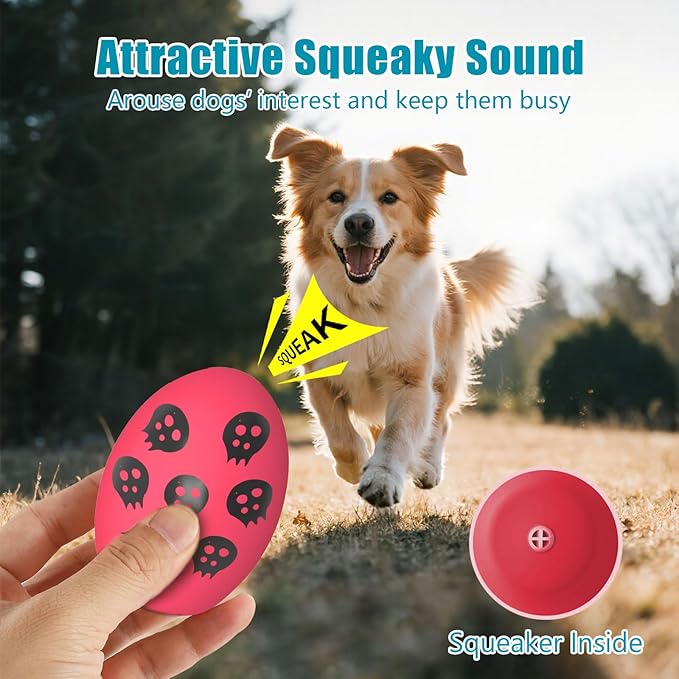 Dog Toys, Squeaky Latex Rubber Bouncy Balls, Squeaky Egg Dog Toys Balls, 3 Pack Interactive Squeak Dog Toy Set for Medium Large Breeds Dogs (3 Pack-A, Large)