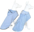 MAMORE Dog Raincoat Reversible,Waterproof Dog Rain Coat Hooded Slicker Poncho with Reflective Strip, Plaid Double Layer Rain Jacket for Small Medium Large Dogs (Light Blue, X-Large)