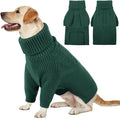 Queenmore XXL Dog Sweater, Dog Sweaters for Large Dogs Girl or Boy, Dog Christmas Sweaters XXL, Winter Big Dog Sweatshirt Knitwear, Pet Chunky Warm Coat for Small Medium Size Dogs, Green XXL