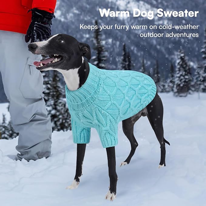 Queenmore Dog Sweaters for Large Dogs Girls Boys,Warm Pullover Extra Large Dog Sweater,Dogs Christmas Sweaters,Classic Turtleneck Thick Clothes for Extra Large Pets, Pitbull, Boxer(Lake Blue,XL)