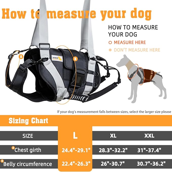 Dog Lift Harness for Large Dogs,Full Body Dog Sling Carrier with Handle,for Up Stair/Back Legs Support/Dogs Joint Injuries/Arthritis (Large)