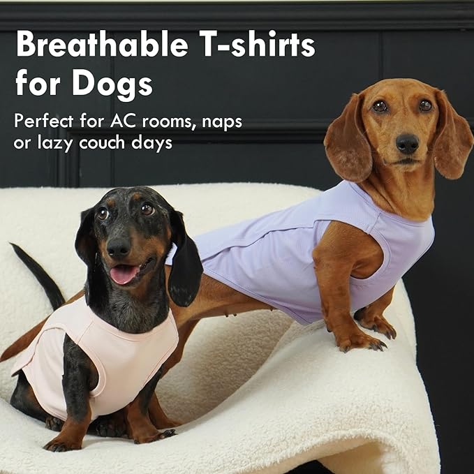 2 Pack Dog Shirt, Quick Dry Cooling Tshirts for Dogs Large, Breathable Durable UPF50+ Summer Clothes, Lightweight Prevent Overheating Vest, Purple+Pink, 3XL