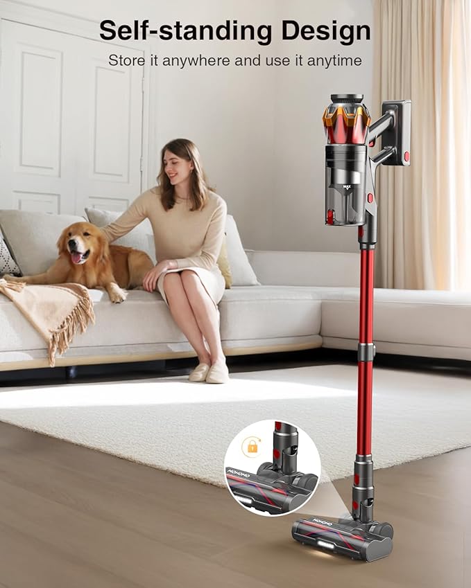 Cordless Vacuum Cleaner, 600W 50KPa 70Mins Vacuum Cleaners for Home, Self-Standing Stick Vacuum with Anti-Tangle Brush & OLED Touch Screen, Vacuum Cleaner for Hardwood Floors and Carpet,Pet Hair,Car