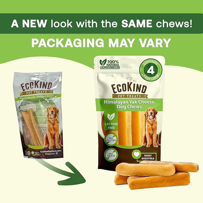EcoKind Premium Gold Yak Cheese Himalayan Dog Chews, Healthy Dog Treats for Small Dogs, All Natural, High Protein Dog Chew, Cheese, Small - 16 Chews