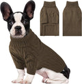 Small Dog Thermal Pullover Sweater, Classic Turtleneck Cable Knitwear Dog Clothes for Cold Weather Warm Pet Clothes for Chihuahua, Bulldog, Dachshund, Pug Tan Medium