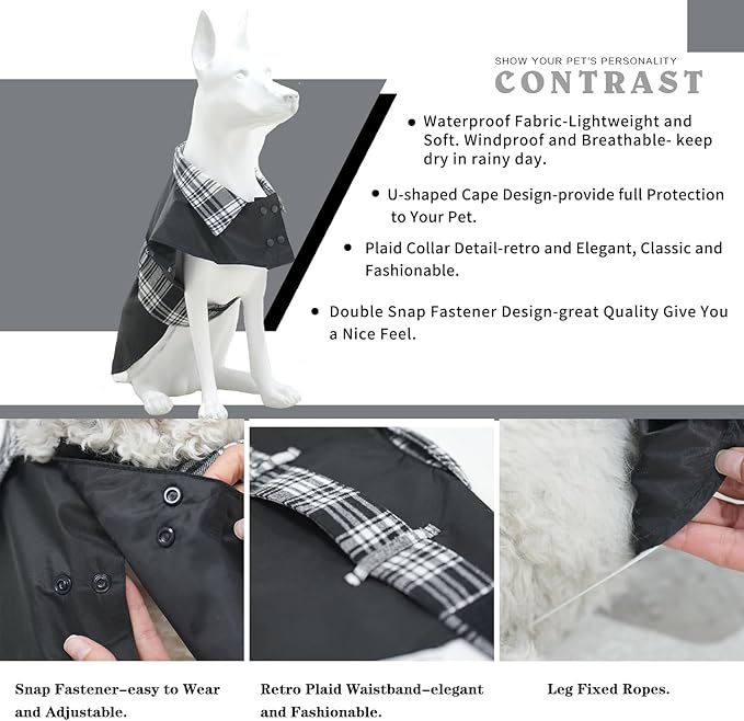 MAMORE Dog Jacket Waterproof Outdoor Vest for Smal Medium Large Dogs, Windproof Adjustable Breathable Lightweight Fashion Casual Dog Clothes (Black&White, XX-Large)
