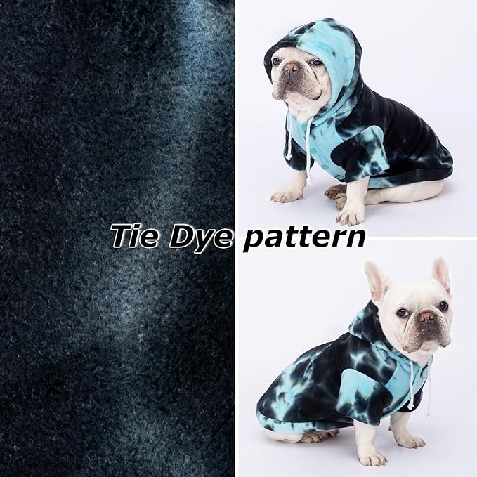 Dog Hoodie Tie Dye Dog Sweatshirt Chic Winter Clothes Ultra-Soft Warm Sweaters for Small Medium Dogs Fashion Pet Clothes for Dogs (Blue/Black/Grey, M (Back: 12.99",Chest: 17.71", Neck: 14.96"))