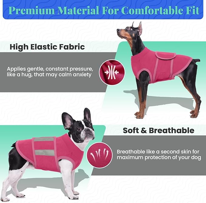MIGOHI Dog Anxiety Relief Coat,Comfort Anxiety Vest for Dogs,Adjustable Anxiety Calming Wrap for Fireworks,Thunderstorms,Travel, Separation, Dog Anxiety Jacket for Small Dogs,XL,Rosered