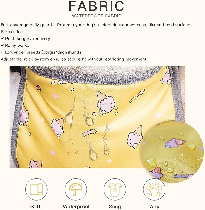 Waterproof Belly Shield for Corgis & Dachshunds – Adjustable underbelly Protector. Male/Female Designs. Stays Dry in rain, mud & Grass. Ideal for Sensitive Skin (Blue - Male, M)