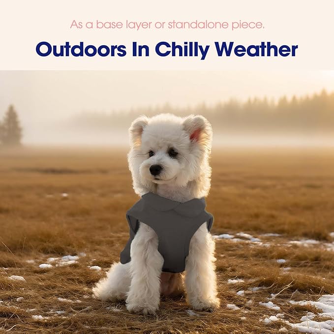 FUAMEY Dog Fleece Vest for Small Dogs,Warm Stretchy Dog Sweatshirts Pullover with Leash Hole Dogs Sweater Soft Pet Turtleneck Cozy Pet Vest Lightweight Sleeveless Grey XXS