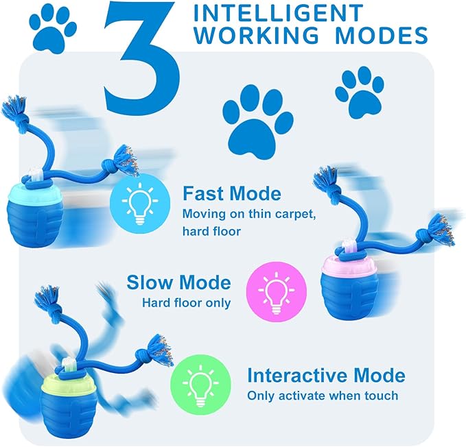 Interactive Dog Toys, [2025 Newly Upgraded] Interactive Dog Ball for Medium/Large Dogs, Automatic Moving Dogs Toy Wicked Ball for Boredom & Training, Play Music, USB Rechargeable(Blue)