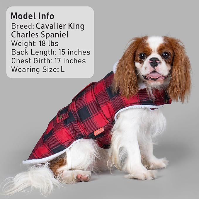 KYEESE Dog Coat Thick Cat Clothes with Pocket Windproof Dog Coats for Small Dogs Waterproof Dogs Jacket with Fleece Lined Warm Pet Winter Puffer Coat with Leash Hole Soft Pet Sweater for Cold Weather