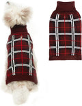 PUPTECK Dog Christmas Sweaters for Large Medium Small Dogs - Fall Classic Plaid Style Puppy Holiday Winter Coat Clothes Warm, Deep Red, S