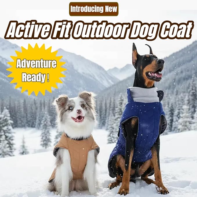 Upgraded Outdoor Classic Quilted Dog Winter Coat, Waterproof & Ultra Warmth Coat for Tiny Small Dogs, Easy On & Off Jacket with Adjustable Velcro, Thick Puppy Clothes for Chihuahua Yorkshire(Khaki,XS)