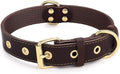 Dog Collar, Leather Dog Collar with Adjustable Sturdy Metal Buckle,Heavy Duty Dog Collar for Walking, Hiking, Training, Hunting (Brown,L:18.6"-25.8" Neck)