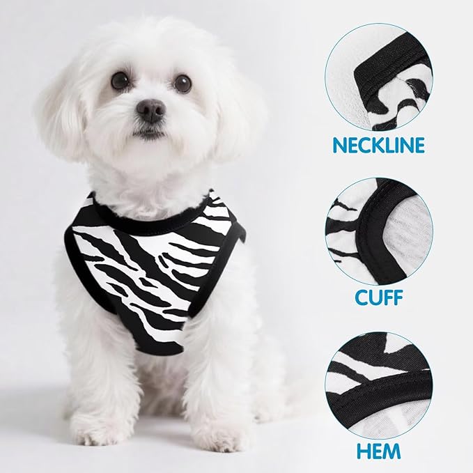 Adorable Zebra Print Dog Shirts – Lightweight, Cozy Outfit for Small to Medium Dogs, Soft & Snuggly Pet Wear for Everyday Comfort and Cuteness.Black XXL