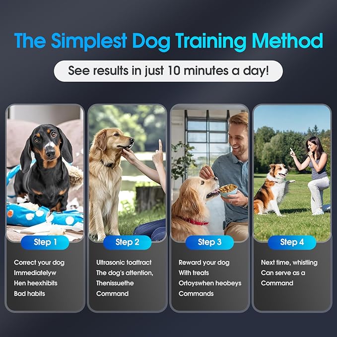 KIVORA 4 Pack Dog Whistle to Stop Barking Neighbors Dog,304 Stainless Steel Adjustable Ultrasonic Silent Dog Training Whistle for Recall & Bark Control,Professional Whistle Suitable for All Dogs