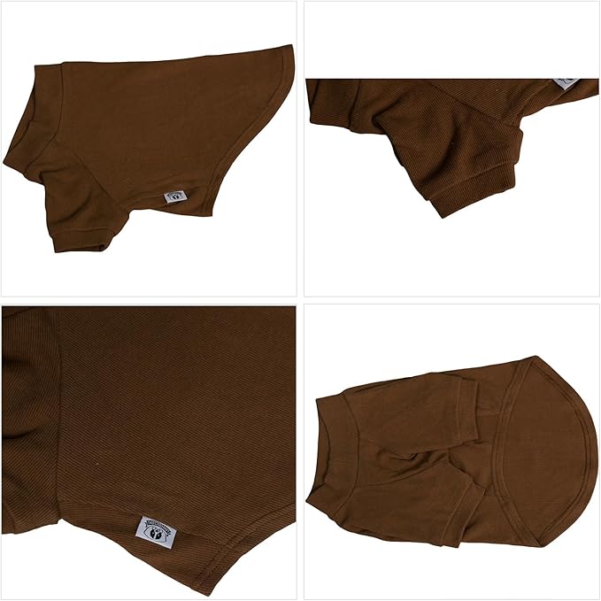 Lovelonglong Ribbed Dog T-Shirt Cotton Knitted Dog Sweaters for All Season Pet T-Shirts for Large Medium Small Dogs Coffee M