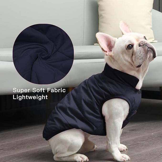 2 Layers Fleece Lined Warm Dog Jacket for Winter Cold Weather,Soft Windproof Large Dog Coat,Blue XXXL