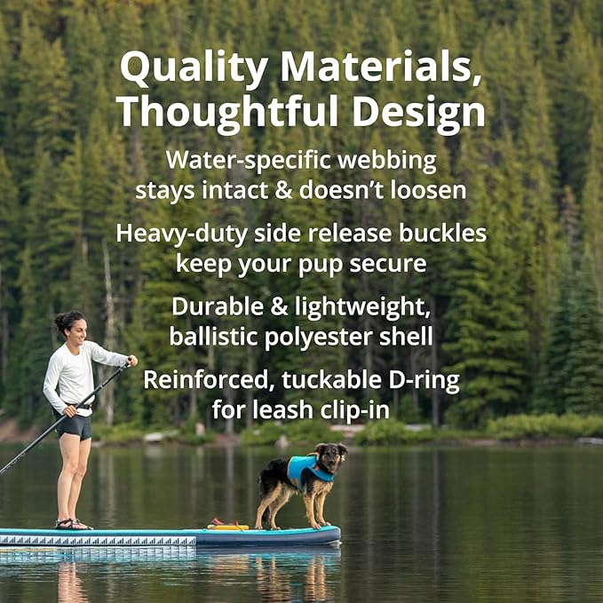 Ruffwear, Float Coat Dog Life Jacket, Premium Buoyancy Swim Vest with Lift Handle, Secure Fit & Reflective Trim, Adjustable Flotation for Swimming, Boating, & Outdoor Adventures, Deep Blue, Medium