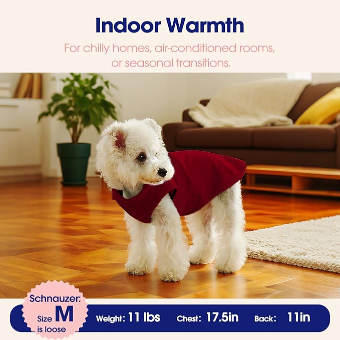 FUAMEY Dog Fleece Vest for Small Dogs,Warm Stretchy Dog Sweatshirts Pullover with Leash Hole Dogs Sweater Soft Pet Turtleneck Cozy Pet Vest Lightweight Sleeveless Red XXS
