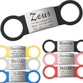 Anavia Slide On Silent Pet ID Tags, S/M/L/XL Personalized Multi-Color Silicone Band Cat Dog Name Tags, Customized Engraved Stainless Steel, Chew-Proof Quiet Dog Collar Tags (Medium, Black)