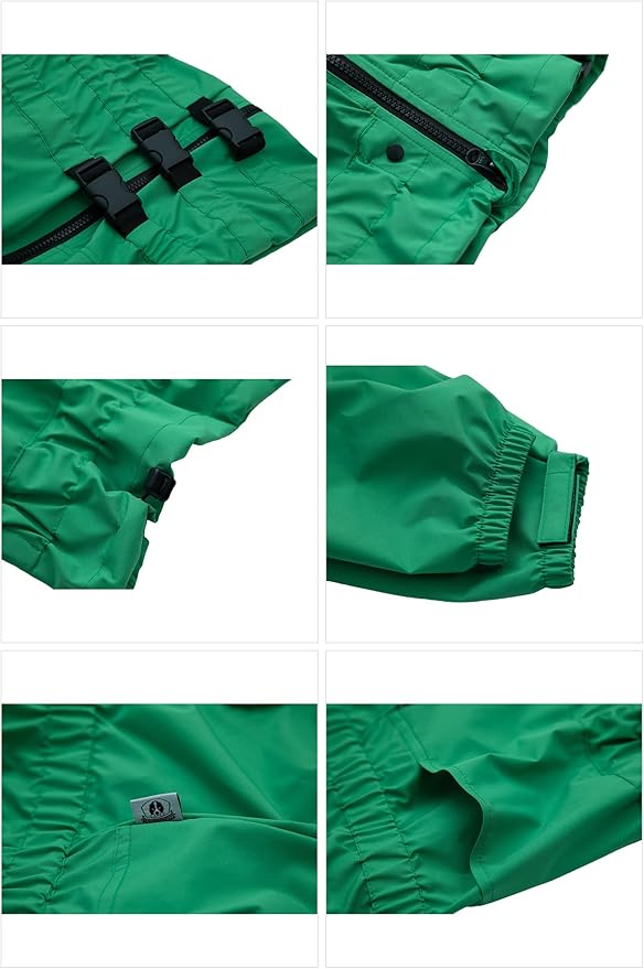 Dogs Waterproof Jacket, Lightweight Waterproof Jacket Reflective Safety Dog Raincoat Windproof Snow-Proof Dog Vest for Small Medium Large Dogs Green XS