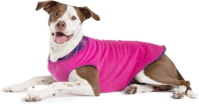 Goldpaw Duluth Double Fleece Dog Sweater Vest for Small Dogs - Soft, Stretchy Dog Fleece - Warm Pet Jacket for Fall and Winter - Premium Pet Outerwear - Machine Washable - Mulberry/Fuchsia - Size 10